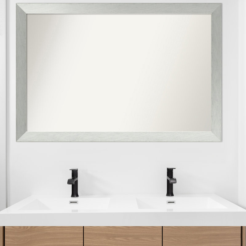 Miroir de salle de bain mural en argent brossé sans cadre, Carré, 30 po x 30 po