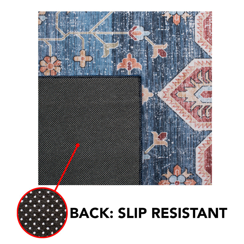 Deblois Oriental Blue/Rust Area Rug, Rectangle 8' x 10'
