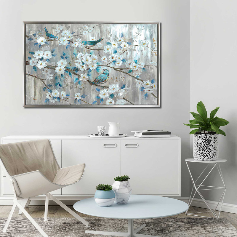 Bleu sarcelle par Nan - Peinture, Toile tendue, H 36 po x l 60 po x P 1,5 po