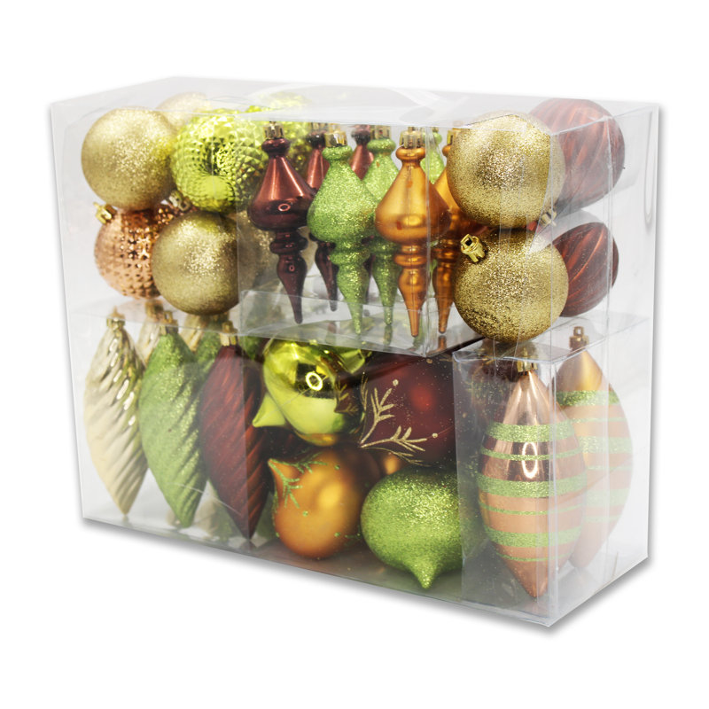 Ensemble de 40 décorations de Noël de forme arctique, Vert lime / cuivre / or / brun