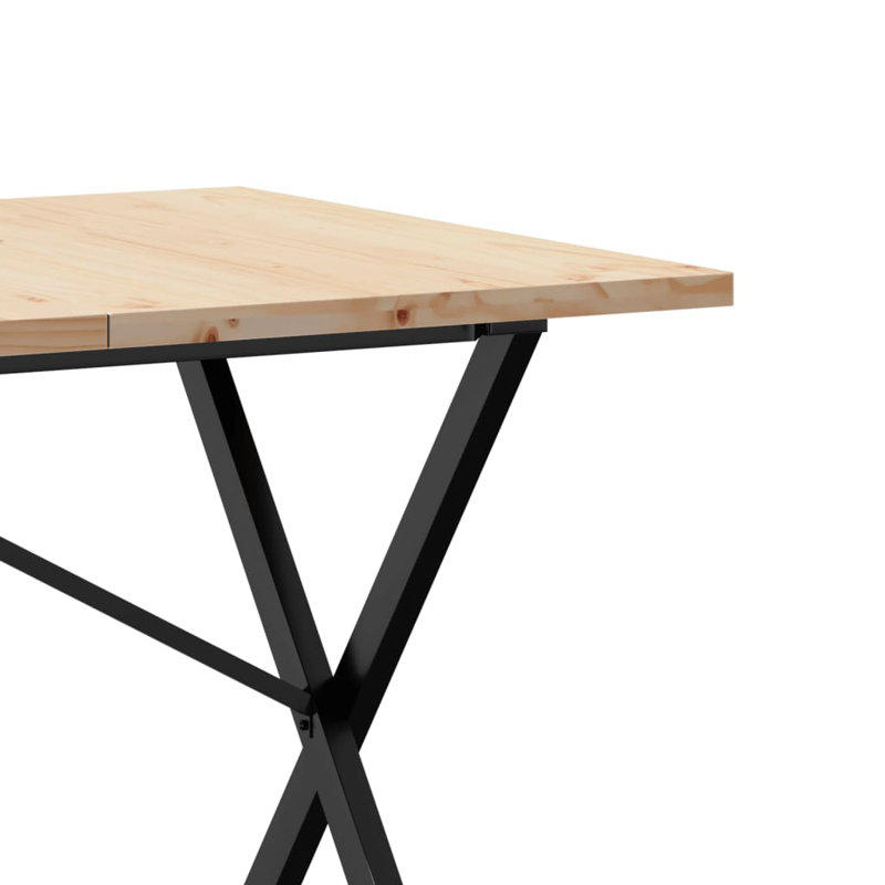 vidaXL Dining Table X-Frame Solid Wood Pine and Steel, 75.5cm H x 160cm L x 80cm W