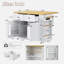 Grand îlot de cuisine roulant avec abattant, prise de courant, supports de rangement internes, 5 supports latéraux ouverts, 2 tiroirs, une tablette réglable-392734574