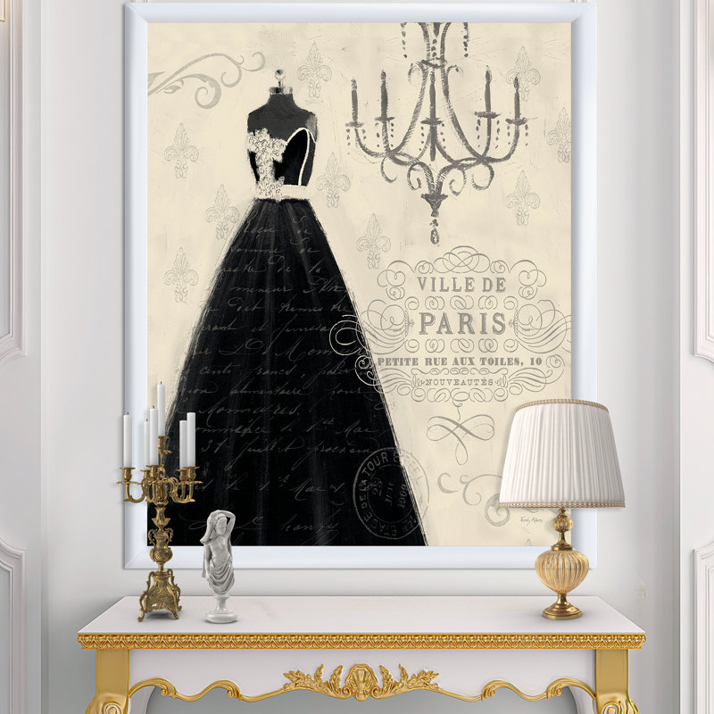" French Chandeliers Couture IV ", 40" H x 30" W x 1.5" D, Black Framed