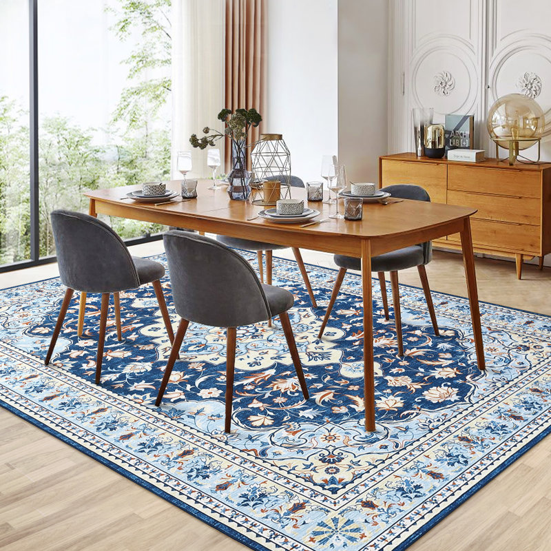 Tapis rectangulaire ultra-fin lavable rectangulaire Aryhanna, Rectangle 5 pi x 7 pi