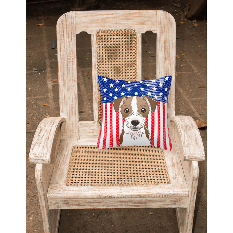  Coussin 14 "American Flag, Terrier Jack Russell 1, 18 po x 18 po