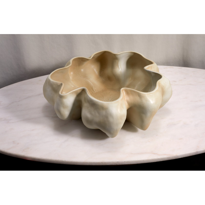 Timna Handmade Fine Porcelain Decorative Bowl, Latte
