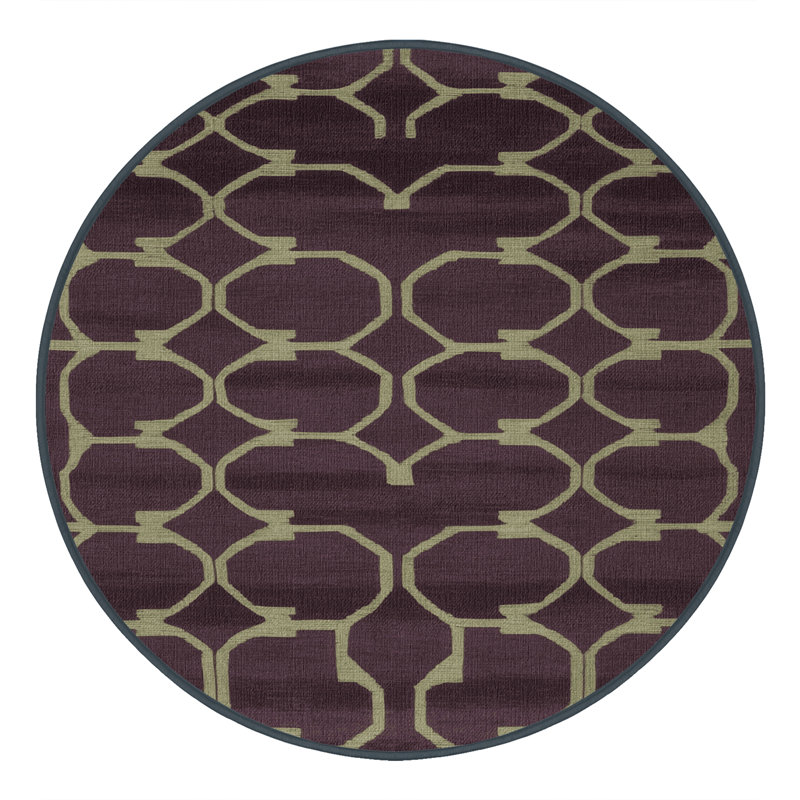Tapis noir en treillis lavable à la machine, Rond 5 pi