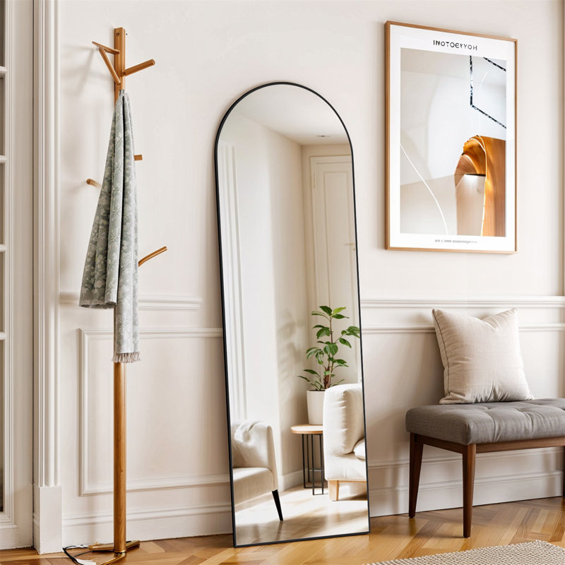 Miroir pleine longueur arqué, 59 po x 16 po, Noir