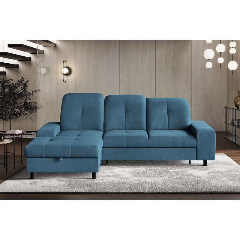 Antwyan 4 Seater Sofa Bed, Blue, Left Hand Facing
