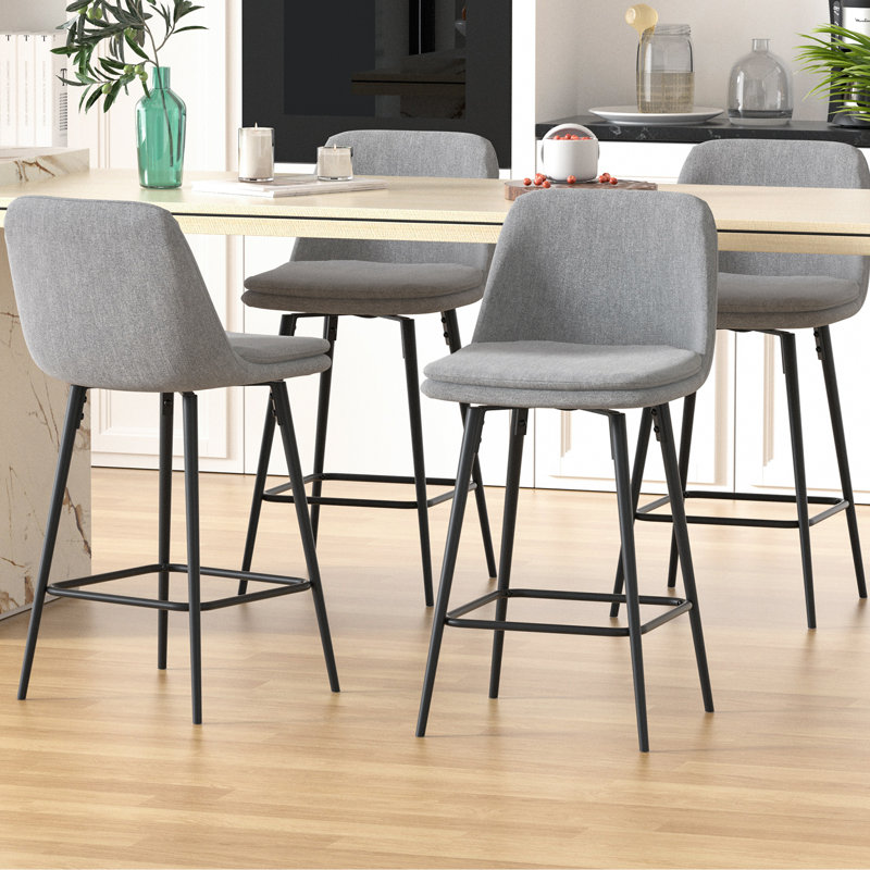 Tabouret de comptoir pivotant 24,2 po Keerthika,  Gris clair