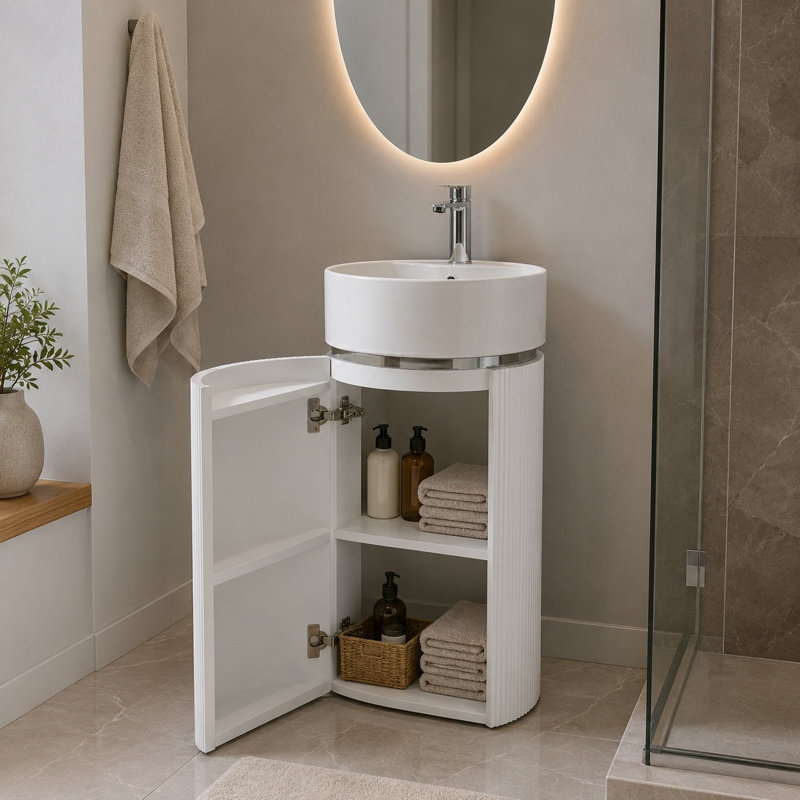Ensemble de meuble-lavabo simple 16 po avec surface solide 16 po, Argent