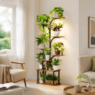 Verdena 63.5"H Indoor Metal Plant Stand With Grow Light