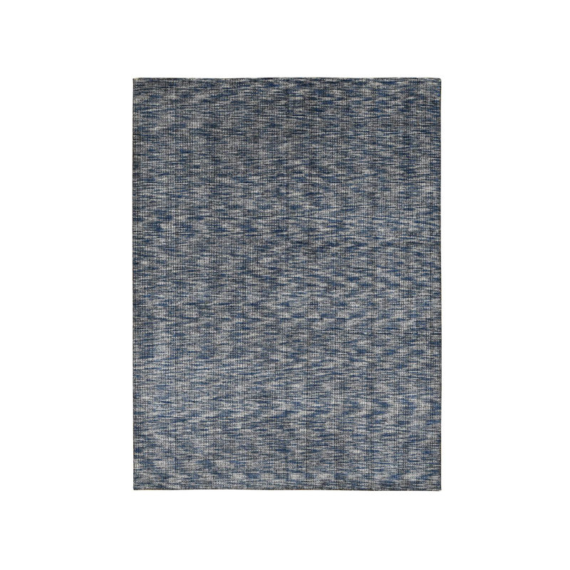 Tapis oriental bleu en laine et en soie tissé à la main 9 pi 2 po x 12 pi 0 po - MOA10280945