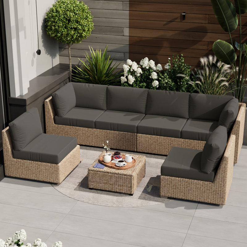 14 Pieces 3" Outdoor Replacement Cushion Sets For Patio Furniture(Set Of 6 Cushion , 6 Backrests , 2 Coner Cushions ONLY THE CUSHIONS NOT INCLUDING SOFA)
