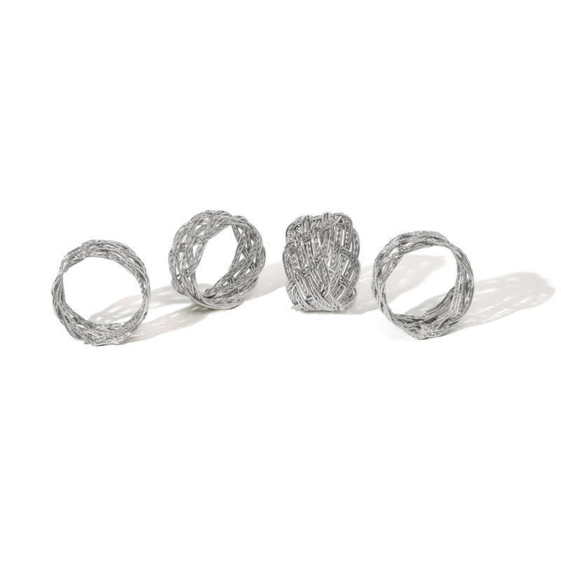Ensemble de 4 rondelles de serviette sculptées Platinum Weave
