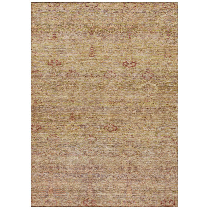 Tapis oriental lavable intérieur corail et cuivre 8 pi x 10 pi