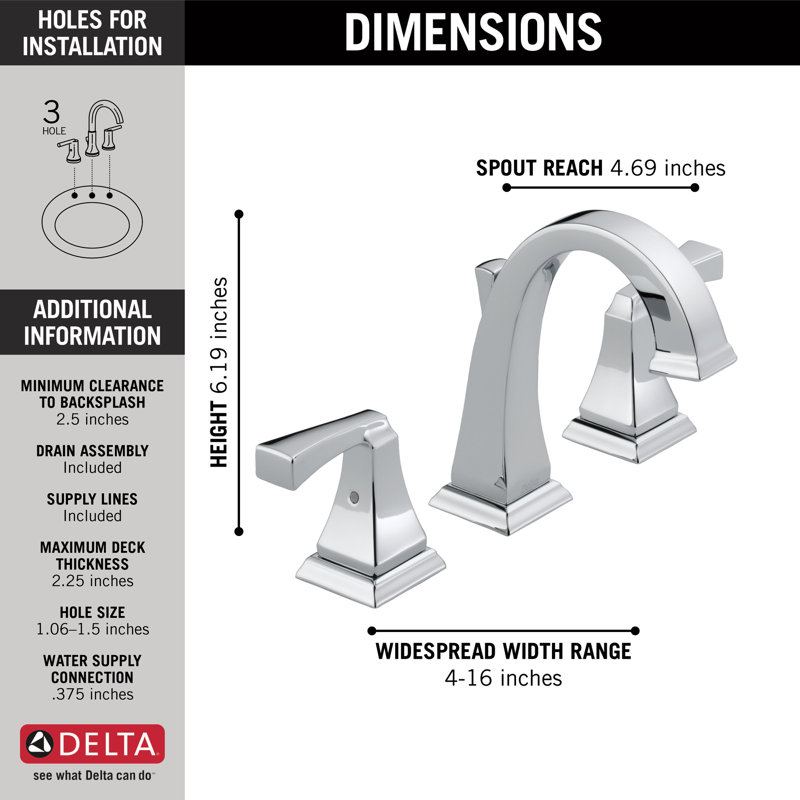 TWO HANDLE WIDESPREAD LAVATORYFAUCET, Chrome