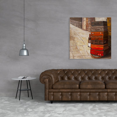 Old Traveling Suitcases - Contemporary Canvas Home Decor
