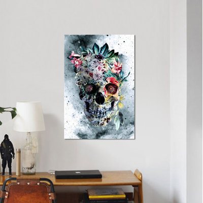 Impression sur toile, "memento te hominem esse" floral crâne series