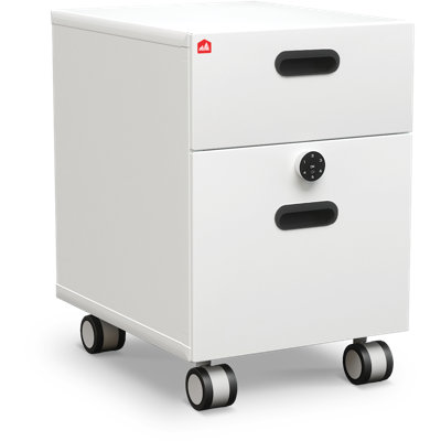FireKing Home 30-Minute Fire-Rated 2-Drawer Storage Cabinet - Arctic White - Mobile Base