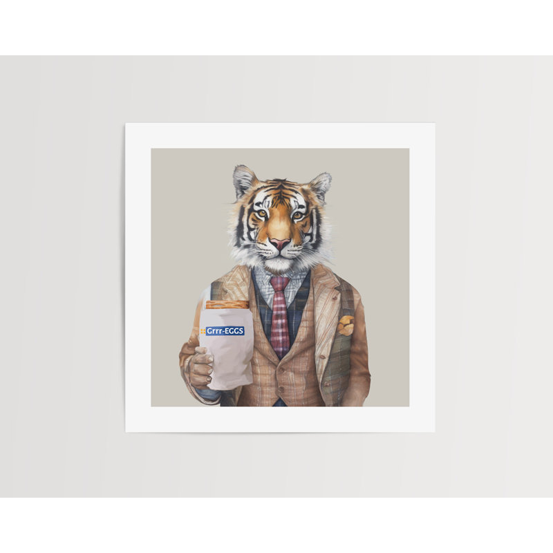 Watercolour Tiger Gregory Country Wall Art Print Unframed 12x12" - No Frame Print