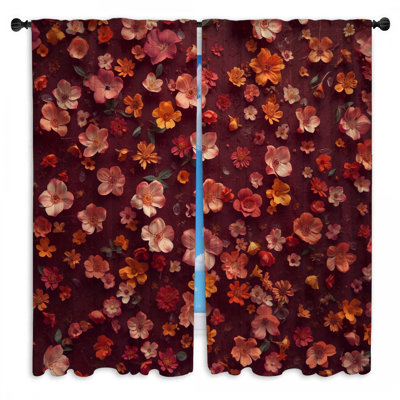 Ensemble de rideaux vibrants à motif floral avec fleurs obscurcissant et obscurcissant - 2 panneaux