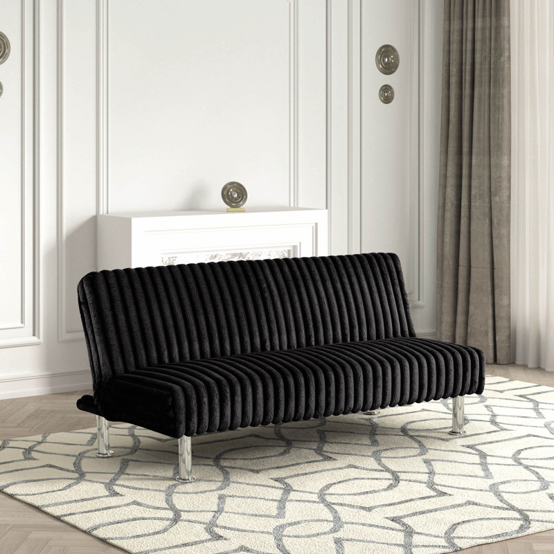 Louinord Futon Sofa Bed, Black Chenille