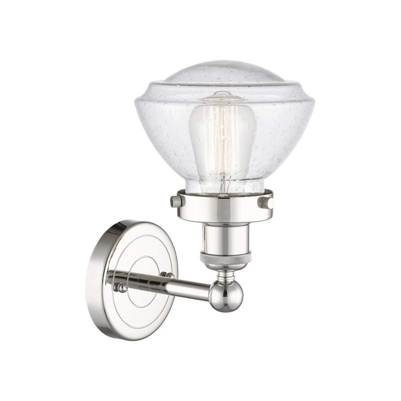 Almarosa Steel Armed Sconce, Polished Nickel, Seedy