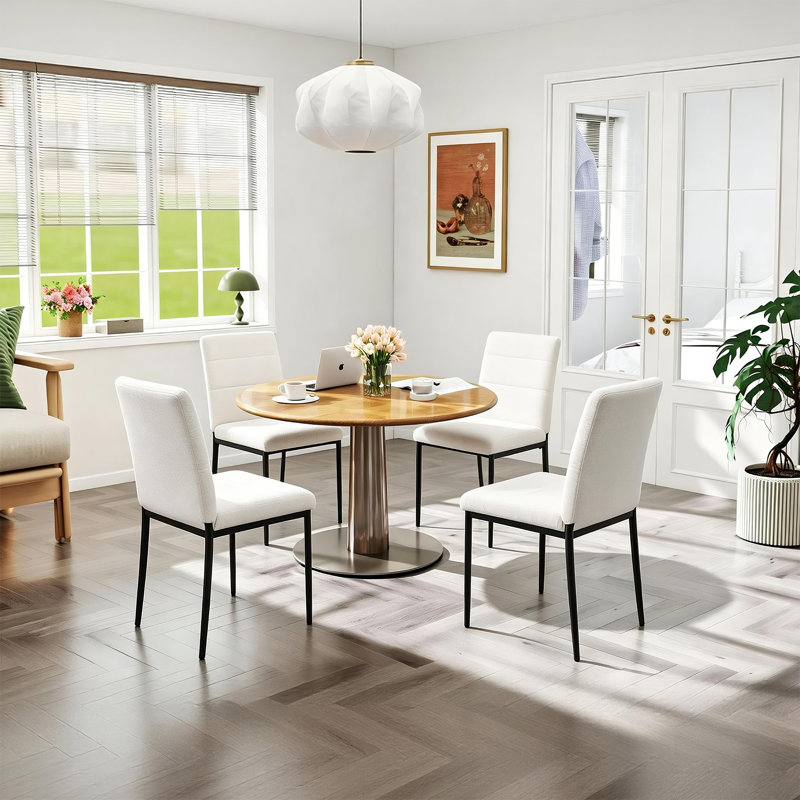 48.5 cm H Upholstered Chenille Dining Chair, White