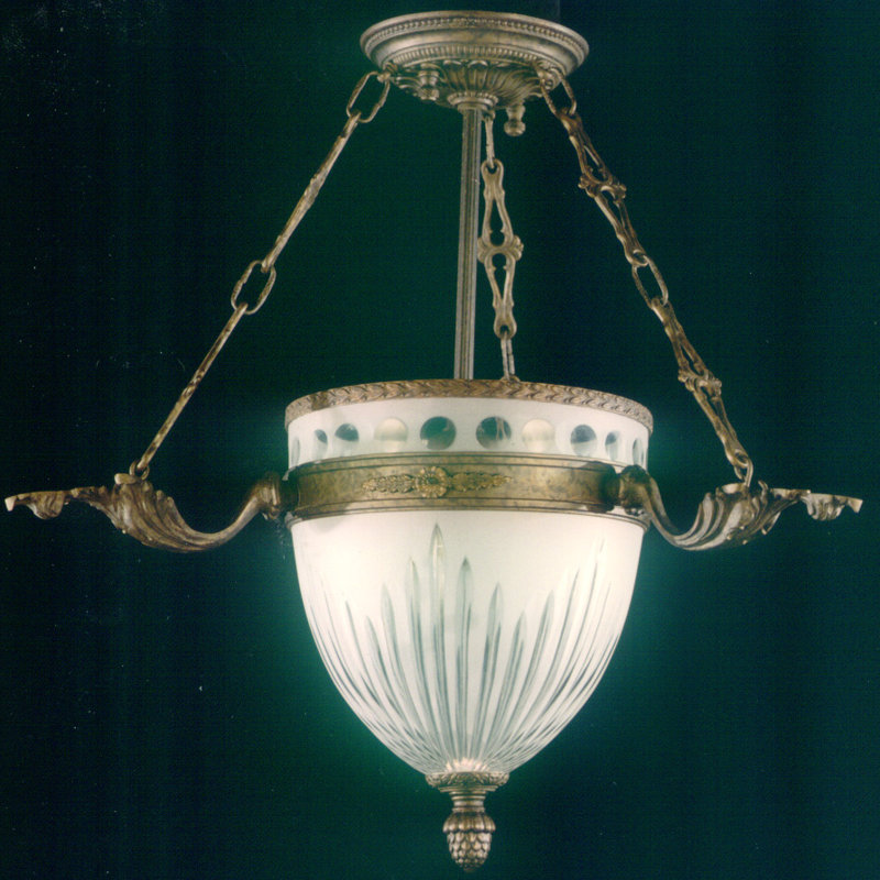 Crosier 1 - Light Antique Brass Urn Pendant, Antique Silver