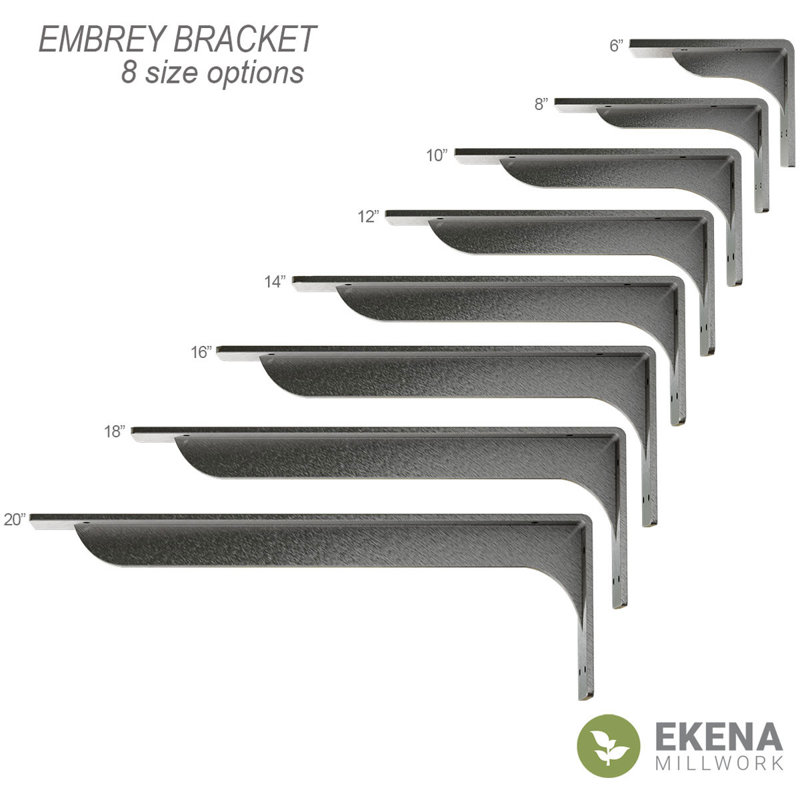 Support en acier Brrey de l 2 po x P 12 po x H 5 1/4 po, non fini, Acier non fini, H 5,25 po x l 2 po x P 12 po