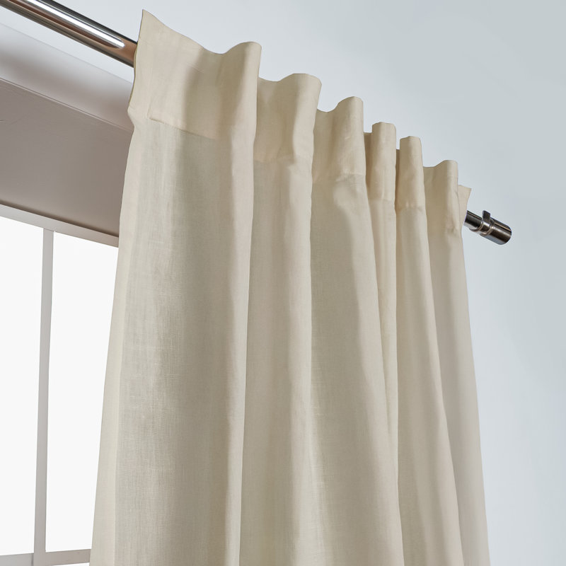 Linen Blend Semi Sheer Rod Pocket And Back Tab Curtain (Single Panel), 52" W x 108" L, Oatmeal