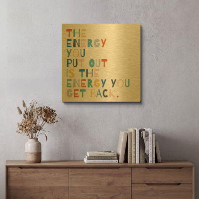 'Rainbow Words 2' By Moira Hershey Gold Metal Wall Art, 24" x 24"