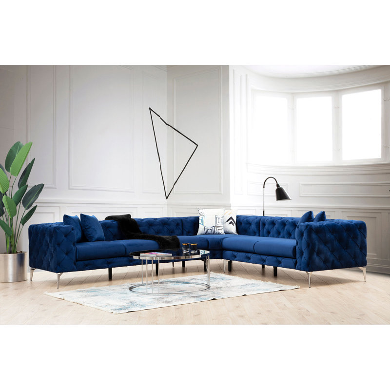Canapé modulaire Seidel, Mélange de polyester bleu marine