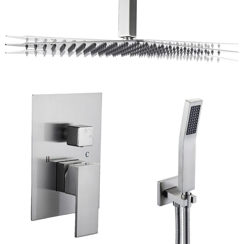 Système de douche complet avec valve brute, Nickel brossé