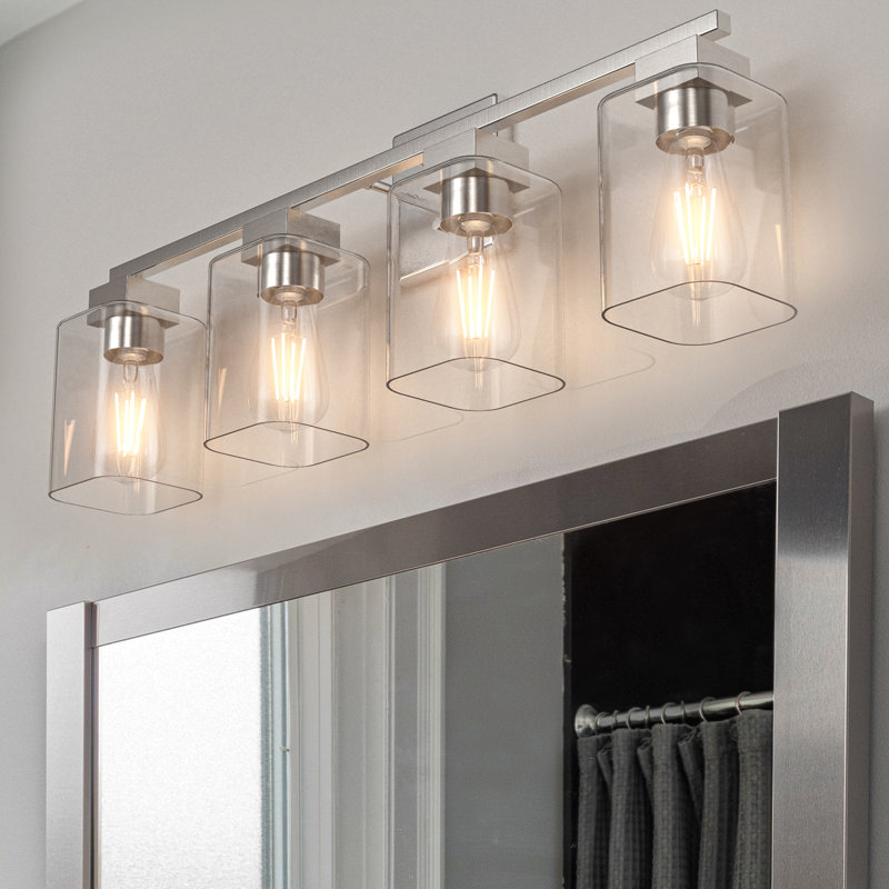 Éclairage pour coiffeuse Hartshorn, 4 lumières, Nickel brossé