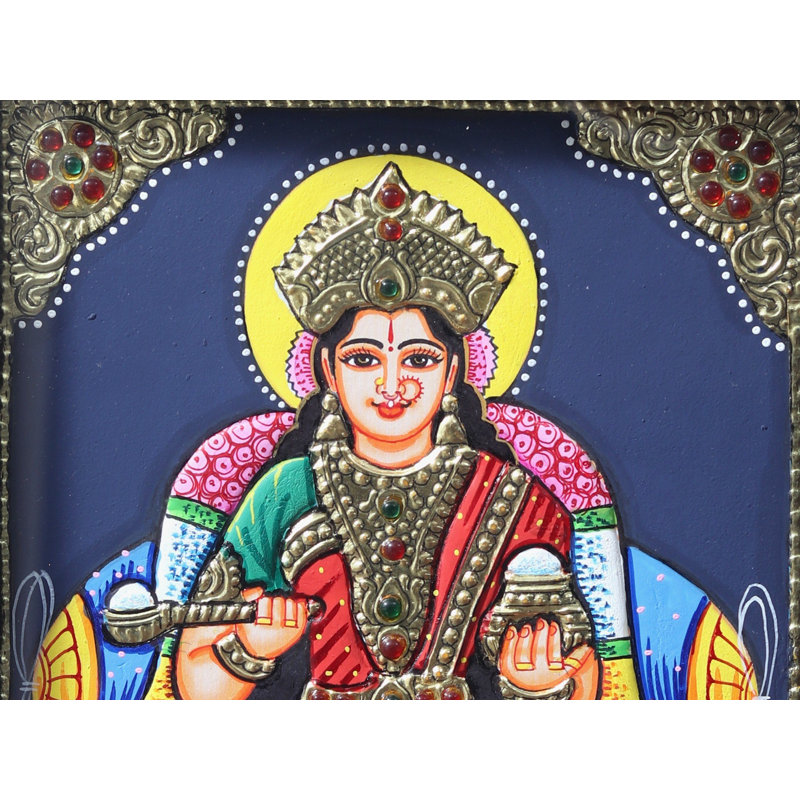 Déesse Annapurna Tanjore, peinture sur cadre en bois de teck
