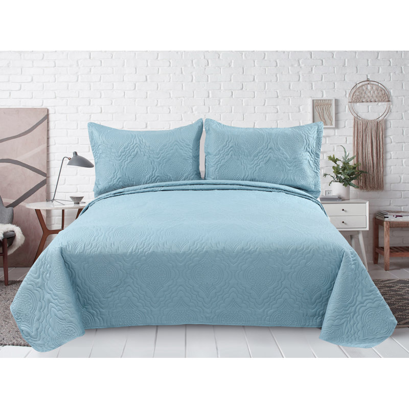 Ensemble de courtepointe 3 pièces Marina Soft Home Marina de Pinsonic Bedding, Aigue-marine