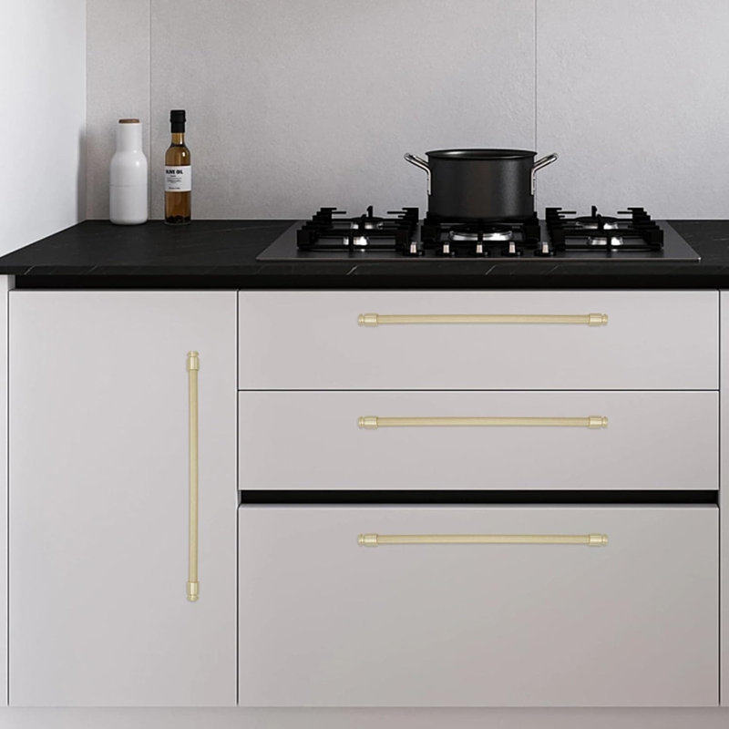 Paquet de 10 poignées d'armoire en laiton brossé, poignées de tiroir moletées de 10 pouces avec entraxes de 254 mm, quincaillerie de cuisine et de mobilier de qualité supérieure
