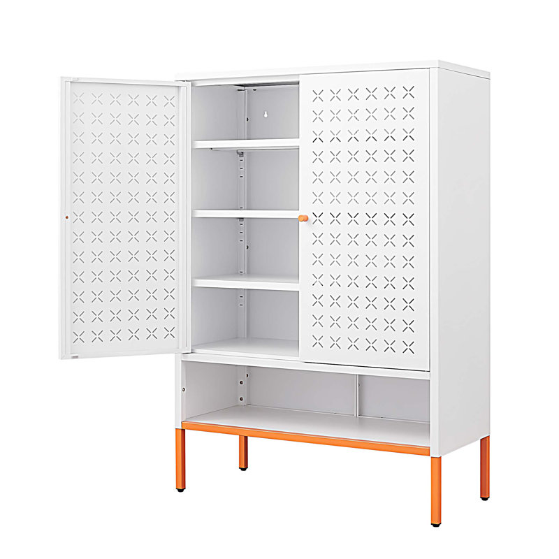 Armoire de rangement pour chaussures autoportante avec tablettes réglables, Blanc