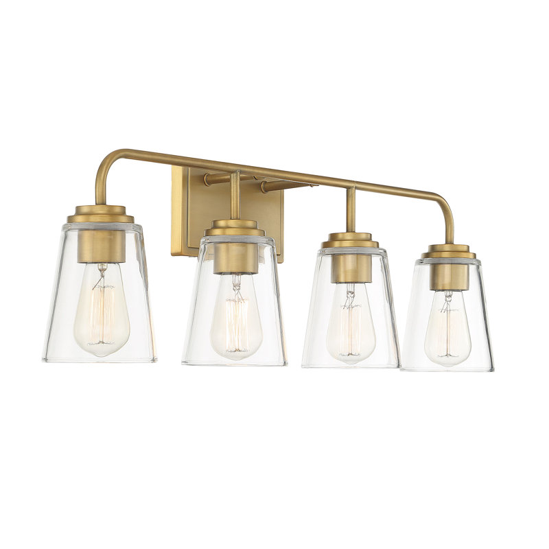 Boornazian 4-Light Dimmable Vanity Light in Natural Brass, Natural Brass