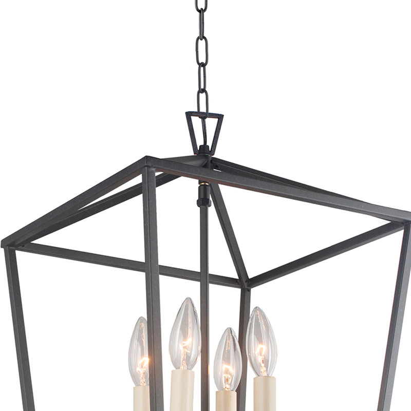 Lustre géométrique à 4 lumières Neslisah, Fer vieilli, H 39,4 po x l 18,5 po x P 18,5 po