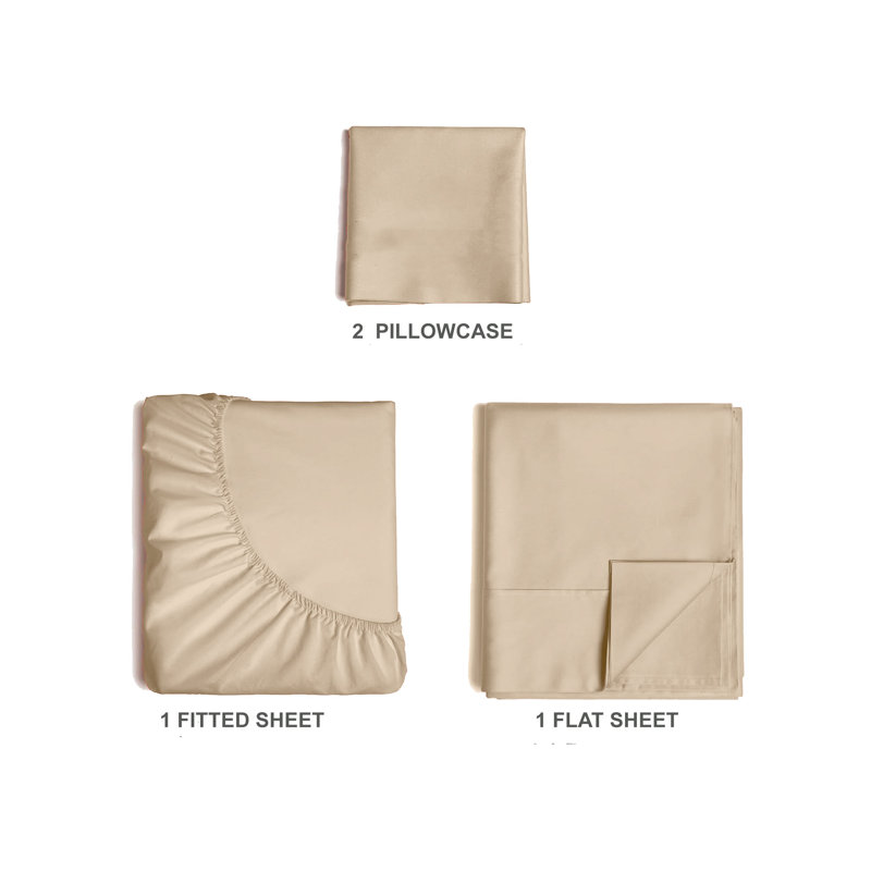  Ensemble de draps en rayonne de bambou 4 pièces Premium Luxury, Ensemble de draps pour taille de lit simple TG ave, Moka