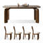 4 - Person Gray + Nut-brown Rectangular Sintered Stone + Solid Wood Dining Table Set-125206617