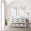 Meuble-lavabo double en chêne blanc 60 po X P 22 po D, comptoir en marbre de Carrare, ensemble de robinet et Miroirs-118024562