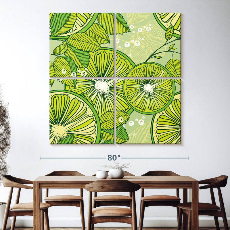 Yarlin Lime And Mint Pattern, 74" H x 74" W