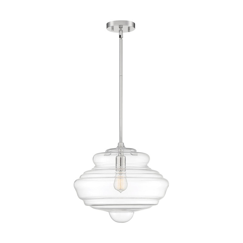 Luminaire suspendu simple à 1 lumière Clarkson, Nickel poli