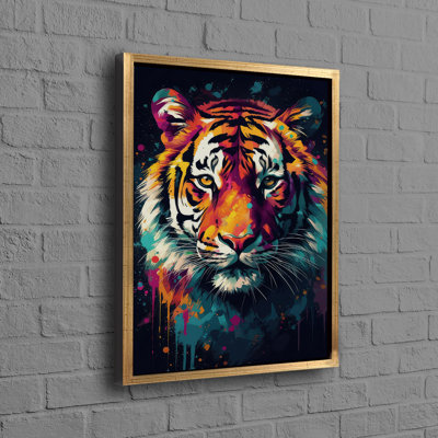 Art 3D sur toile à thème animal avec motif de tigre vibrant parfait pour la décoration murale et le cadeau de la Saint-Valentin