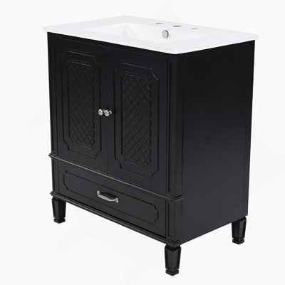 Ensemble de meuble-lavabo de salle de bain avec lavabo double, avec organisateurs de porte d'armoire, tiroirs et idéal pour une utilisation spacieuse