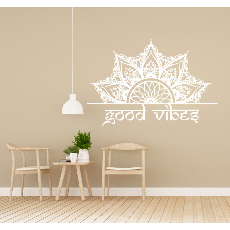 Adhésif décoratif demi-mandala, Blanc, H 31 po x l 46 po